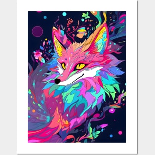 Magic Fox in Rainbow Magical Forest Posters and Art